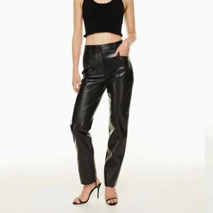 Wilfred Rebel High Rise Vegan Leather Straight Leg Pants Black Size 4
